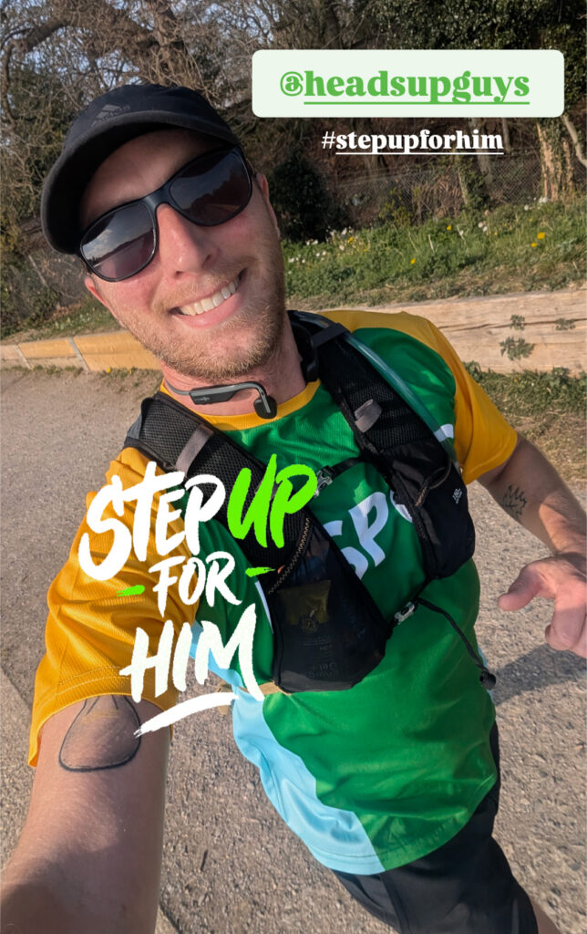 Photo of man running with ThriveWell IG Sticker, tag, and hashtag